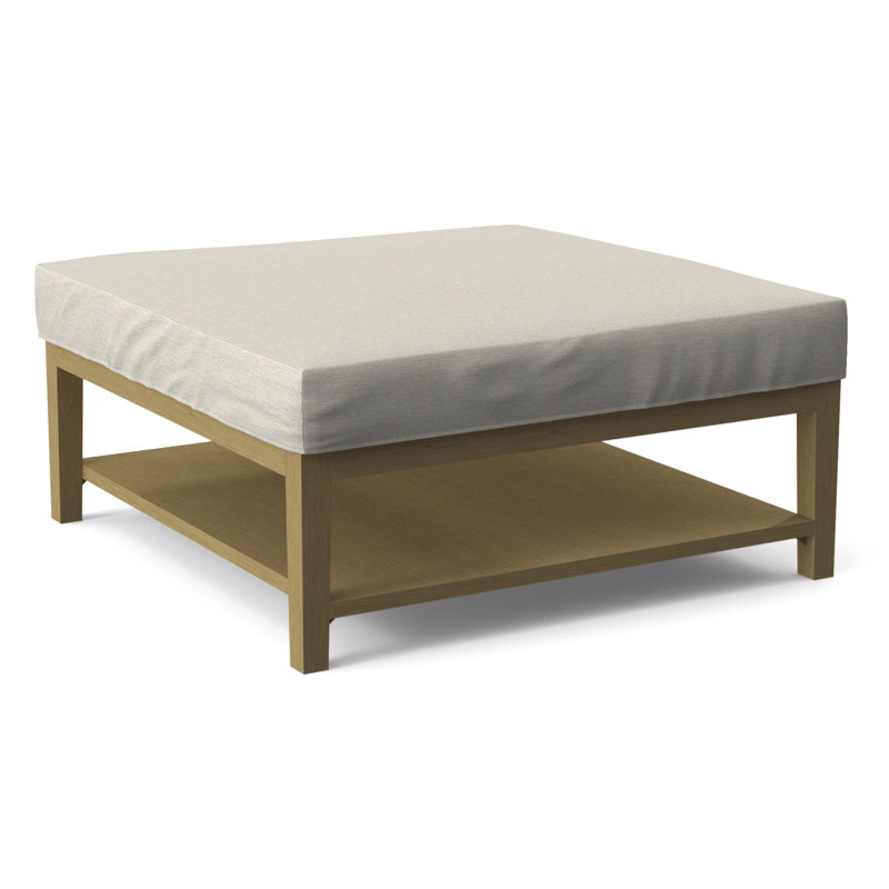 Hammond Square Ottoman, Antique Frost White Finish, White Performance Fabric; 0851-94