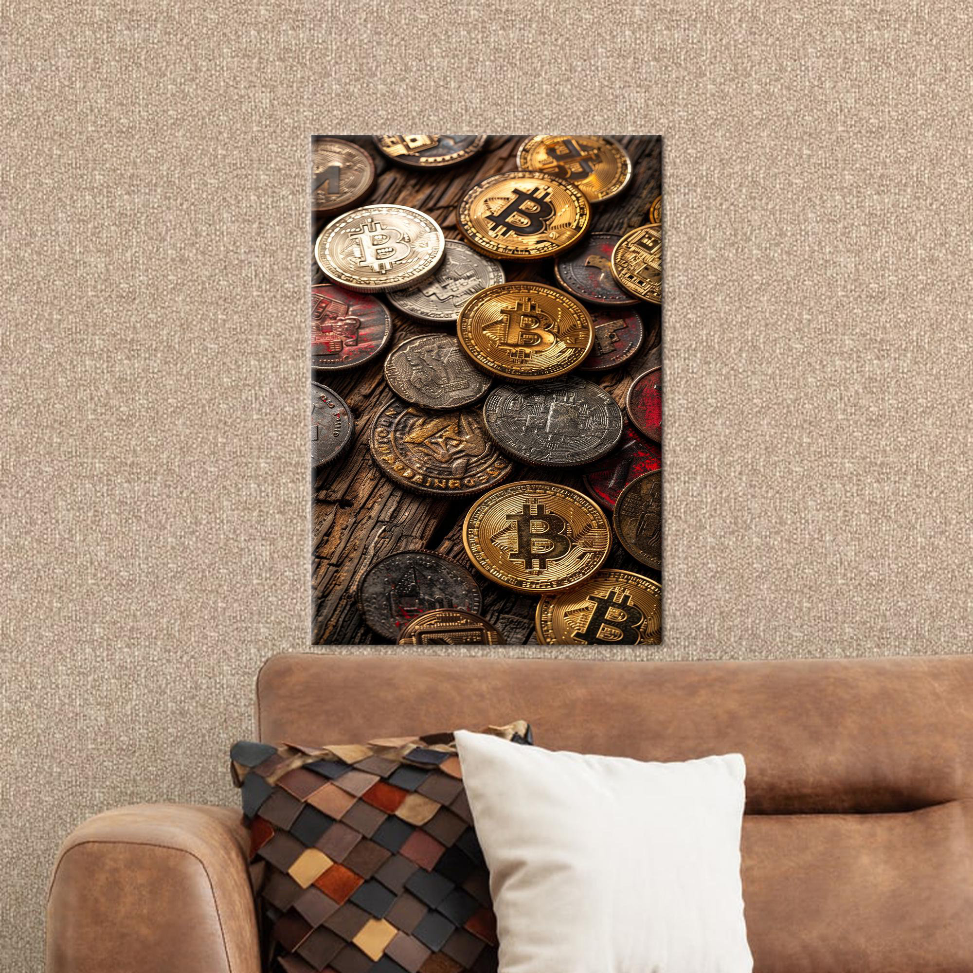 kayra export Large Modern Poster of Bitcoin Printed on 3D Canvas for  Bohemian Wall Art and Crypto Money Wall Hanging | Wayfair