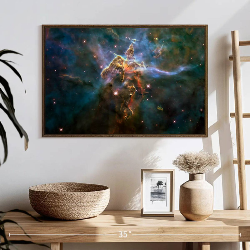 Carina Nebula Mystic Mountain, 25 po x 17 po, Cadre flottant noyer