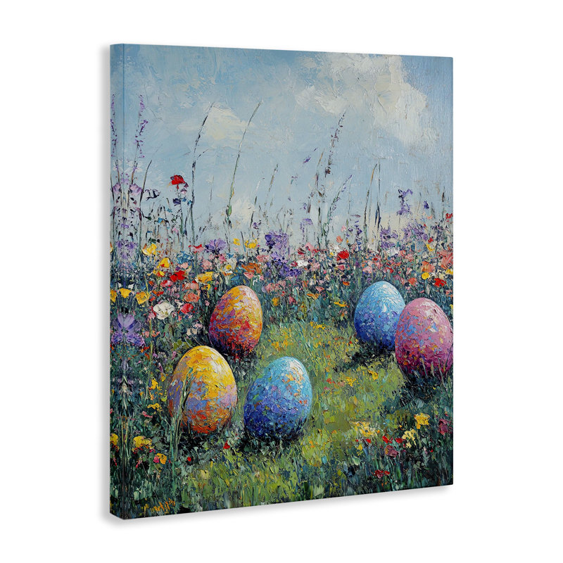 «Vibrant Egg Hunt», art mural sur toile, par Franklyn Gregory, H 16 po x l 20 po