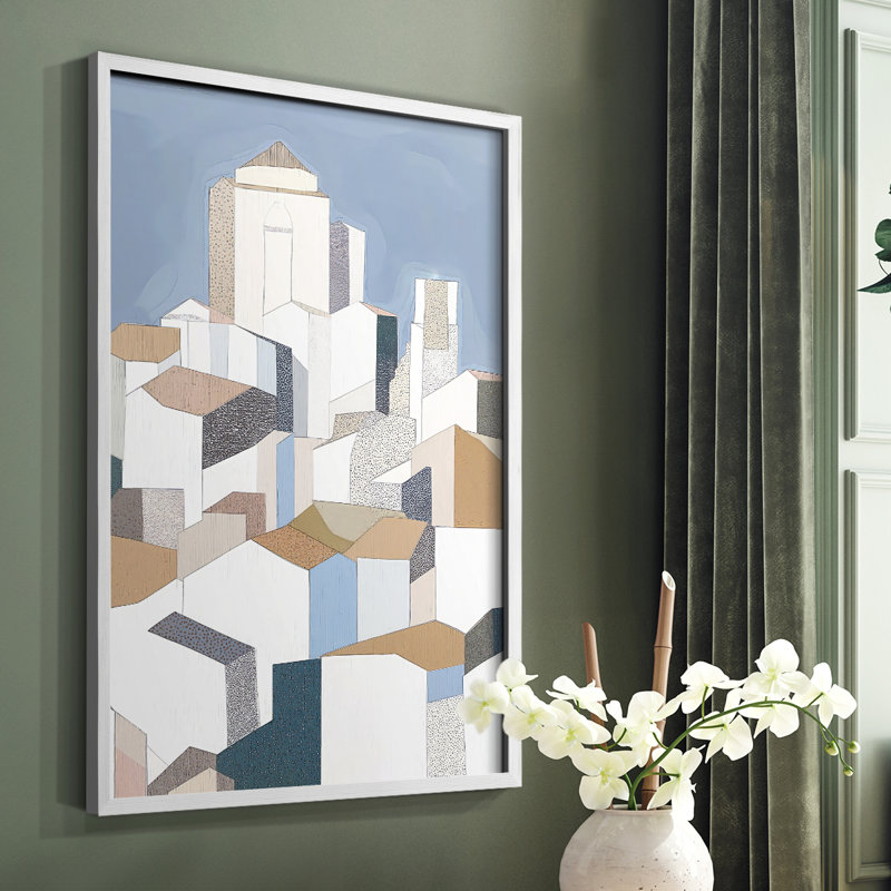 «Abstract XXXII», reproduction encadrée - prête à être accrochée - fabriquée aux États-Unis, H 10 po x l 8 po, Blanc