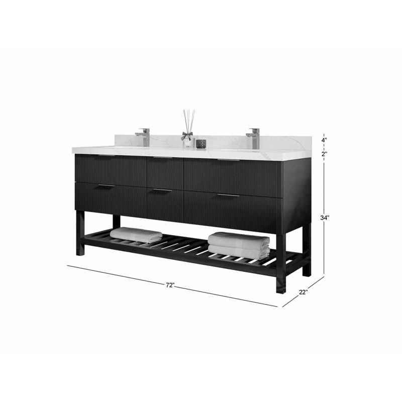 Catalina 72'' Double Bathroom Vanity with Quartz Top