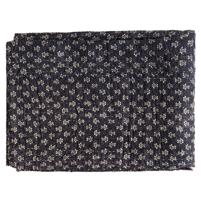 KANTHA COTTON Quilted Throw Blanket