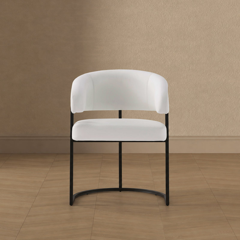 Chaise rembourrée en cuir Augusta, Blanc