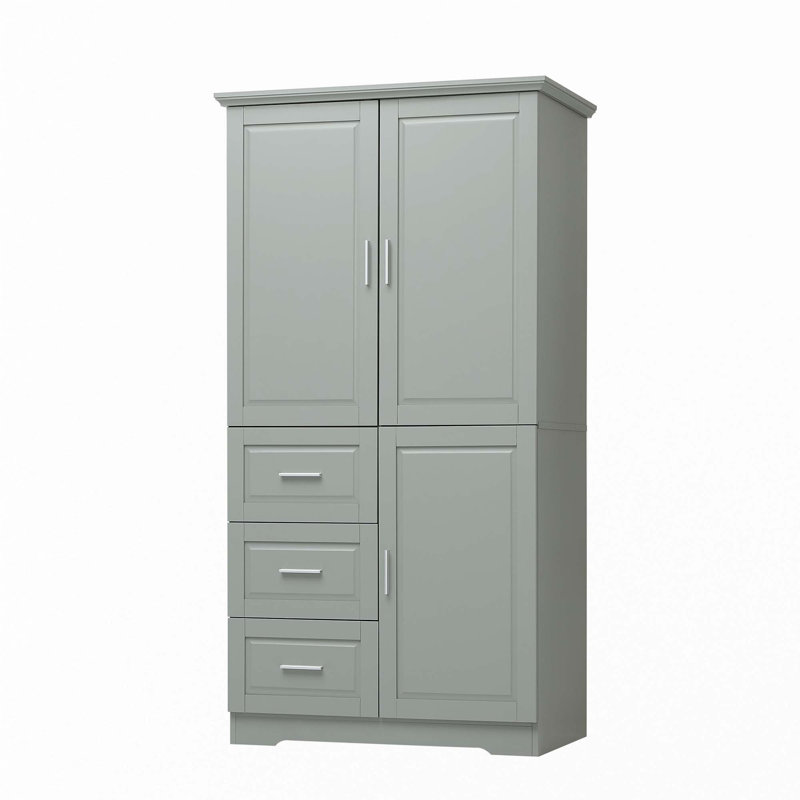 Armoire de rangement haute et large avec trois tiroirs, Gris