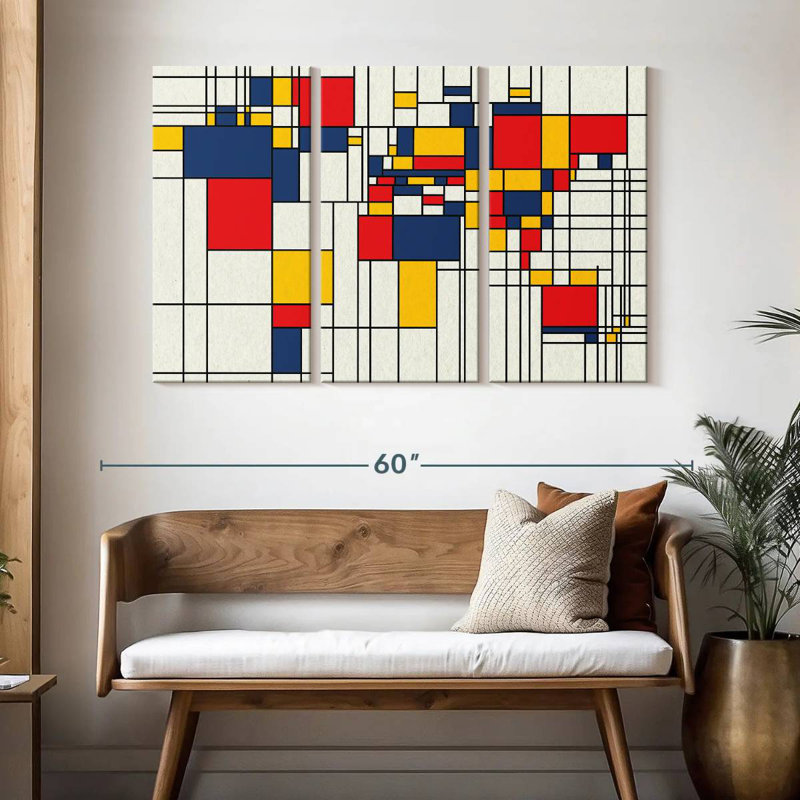 Avery Abstract Squares World Map, 32" H x 50" W