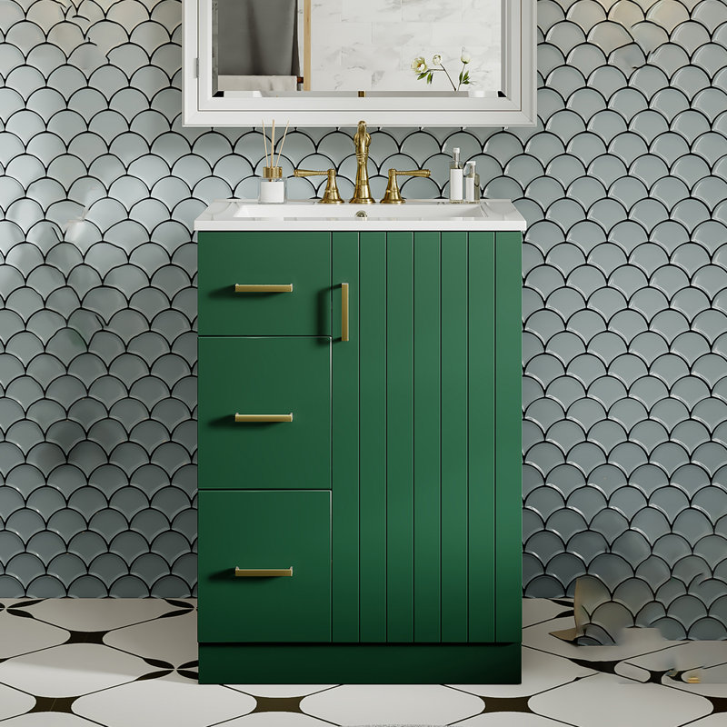 Meuble-lavabo moderne 24 po avec lavabo encastré et armoire inférieure 24 po