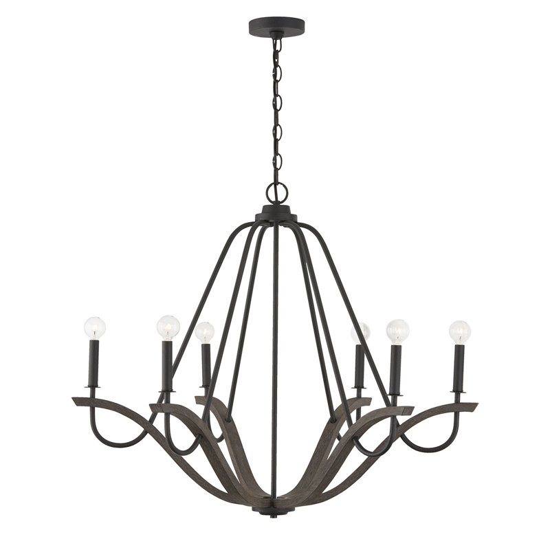 Lustre classique à 6 lumières de style bougie , H 29,5 po x l 36 po