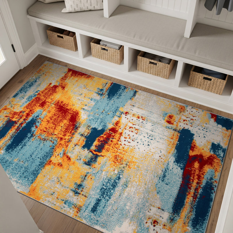 Abstract Indoor Rug, Rectangle 3'3" x 5'