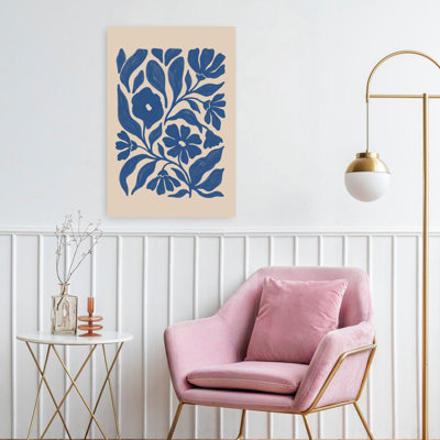 Indigo Garden Blooms Abstract Minimalist Modern Flower Nature Wall Art