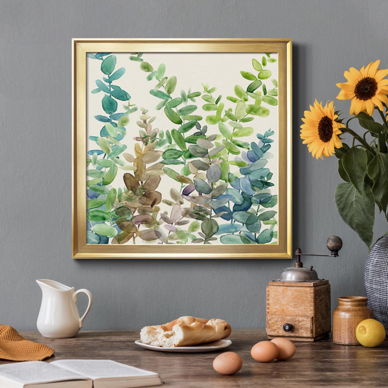Eucalyptus Grove - Peinture sur toile encadrée, H 34,5 po x l 34,5 po x P 1,5 po, Or