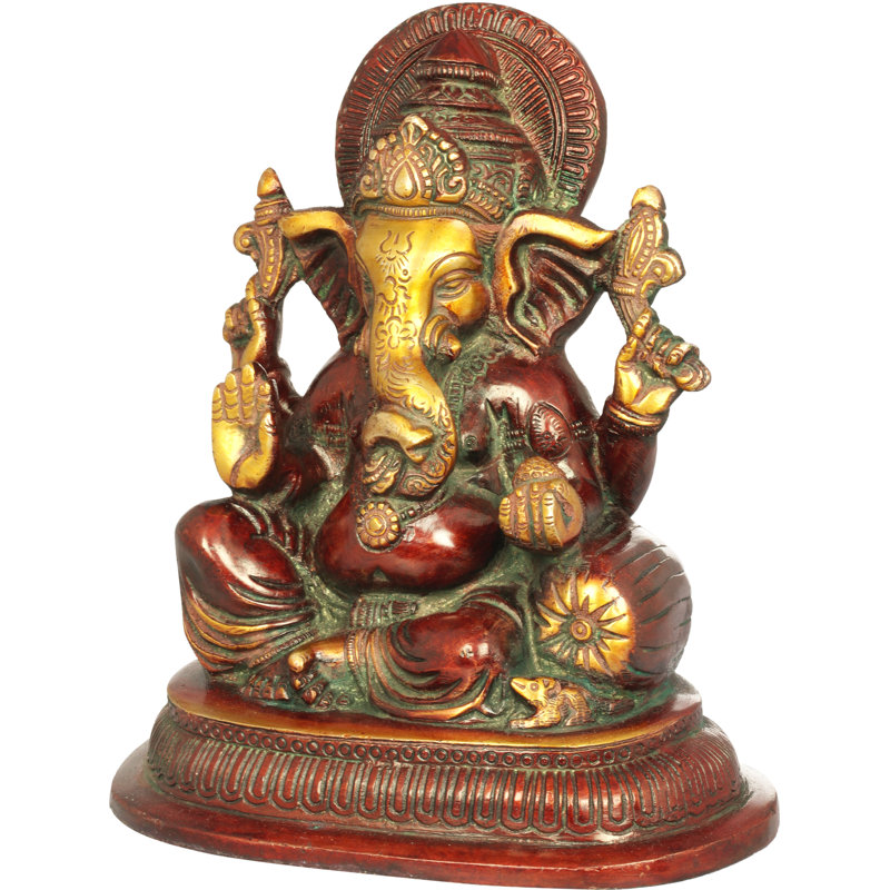 Figurine Ashirwad Ganesha, Rouge / or