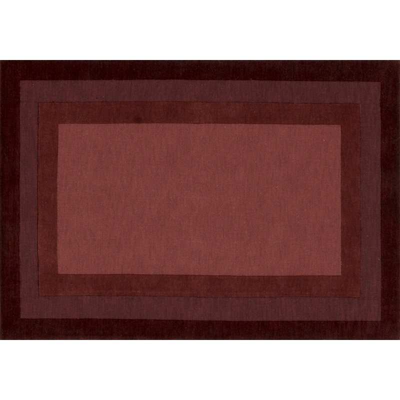 Tapis brun / rouge en laine touffeté à la main Keifer, Rectangle 3 pi 6 po x 5 pi 6 po