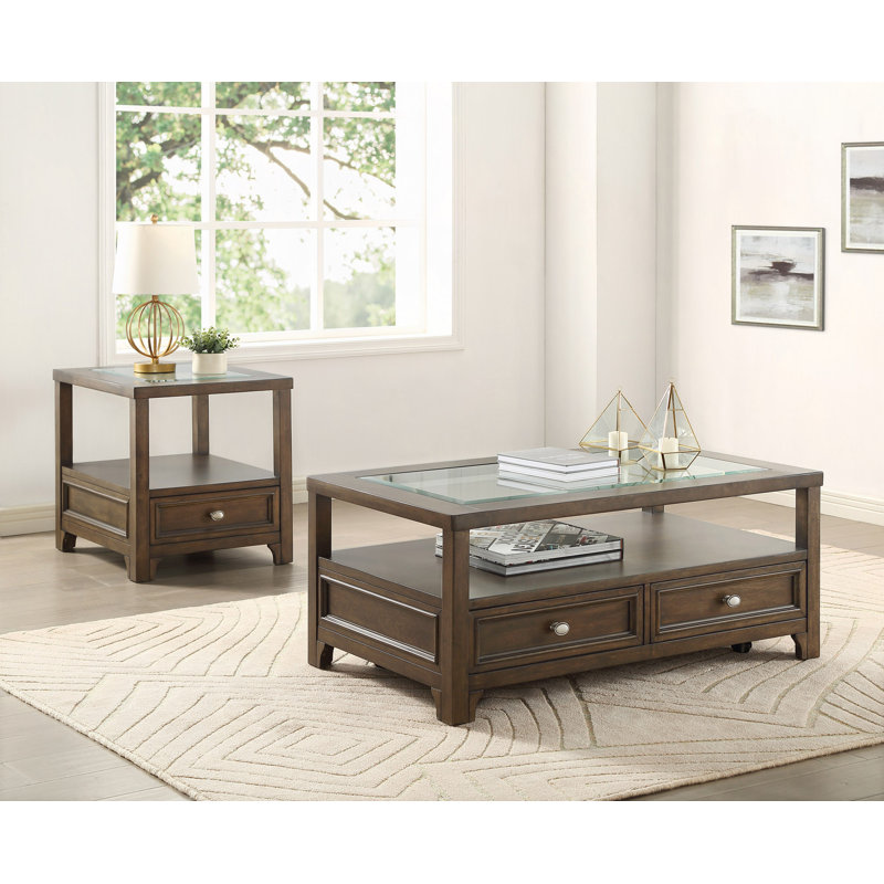 Table basse moderne avec tablette et tiroirs