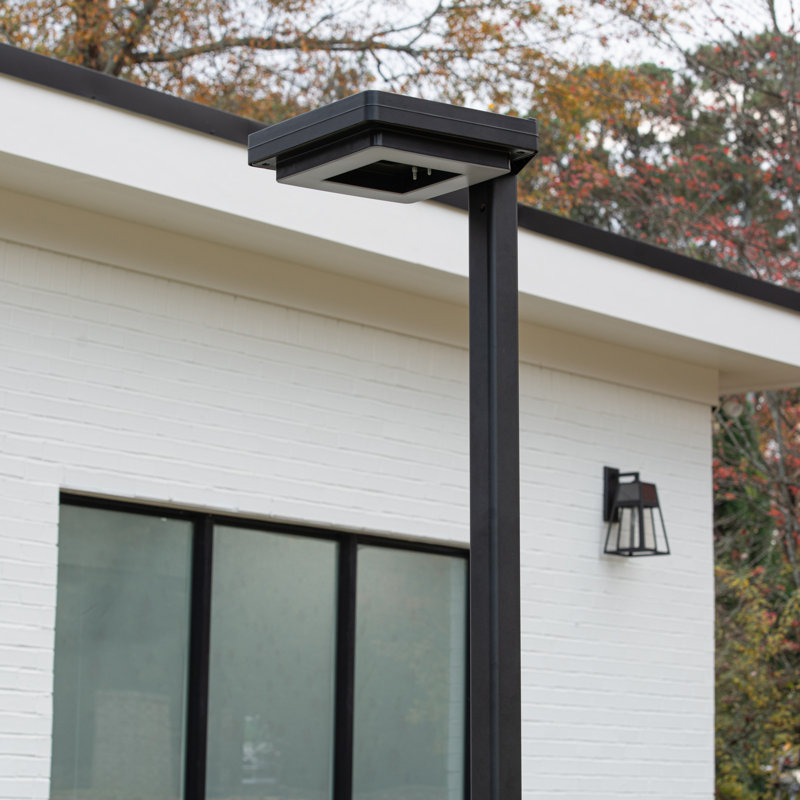  Square Black Aluminum Modern Solar Post Light with 3-Colours (Full)