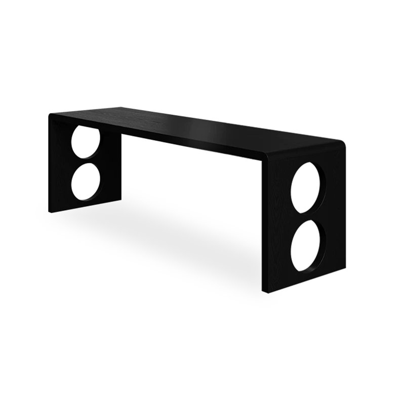 Black Rectangular Solid Wood desk, 29.53"H × 78.74"L × 23.62"W