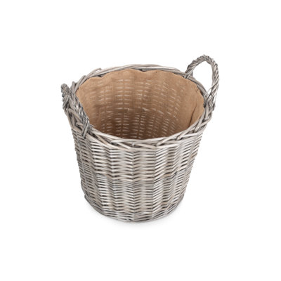 Wicker Round Lined Log Basket