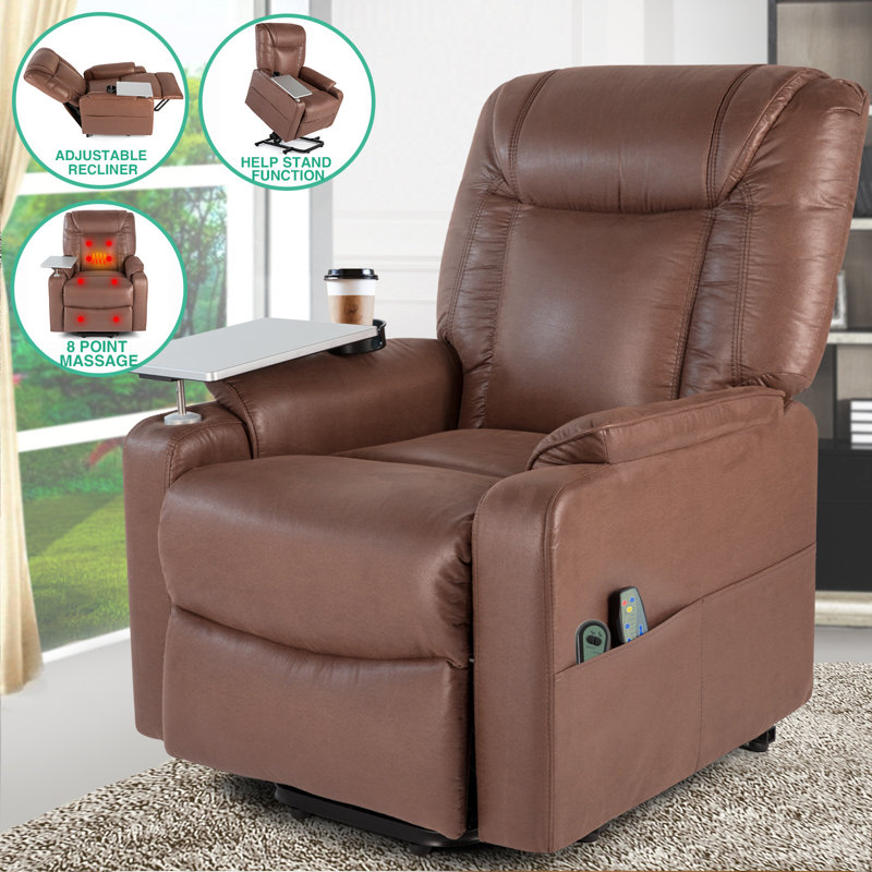 Fauteuil de massage chauffant en similicuir, Similicuir brun