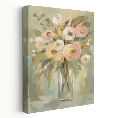 Painterly Strokes Floral - Bouquet brun coups de pinceau crème
