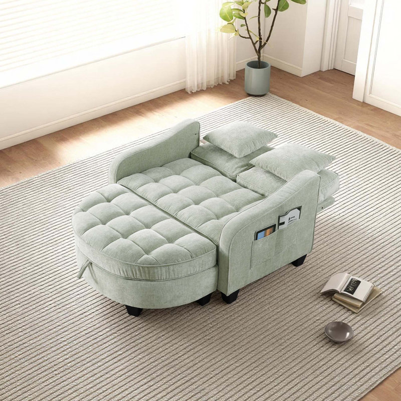Canapé minimaliste décontracté en velours côtelé avec repose-pieds, convenant aux petits salons, Cyan