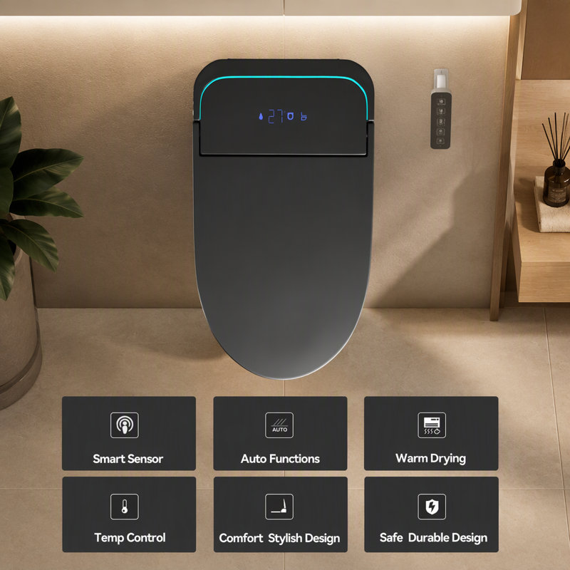 Toilette intelligente une pièce avec bidet, siège à fermeture automatique, sécheuse et eau chaude