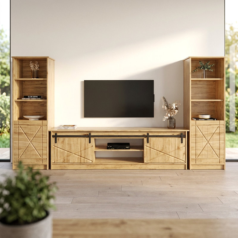 Meuble audio-vidéo moderne 120,5 po Fiorenze, Chêne