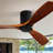 52 Inch Low Profile Ceiling Fan DC 3 Carved Wood Fan Blade Noiseless Reversible Motor Remote Control Without Light