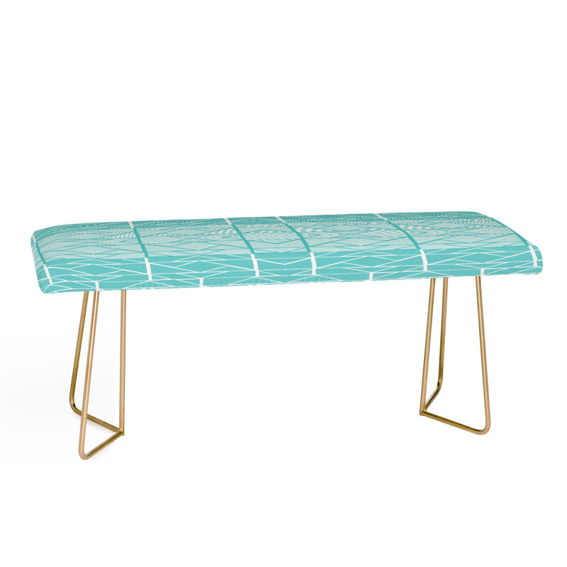 Rudd Upholstered Bench, Gold/Green/Geometric