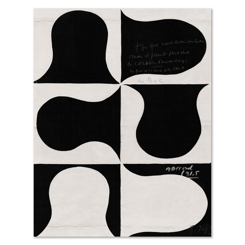 «Black and White Abstract Series 1» par Paule Marrot - reproduction imprimée, Unframed, H 54 po x l 42 po x P 1,25 po