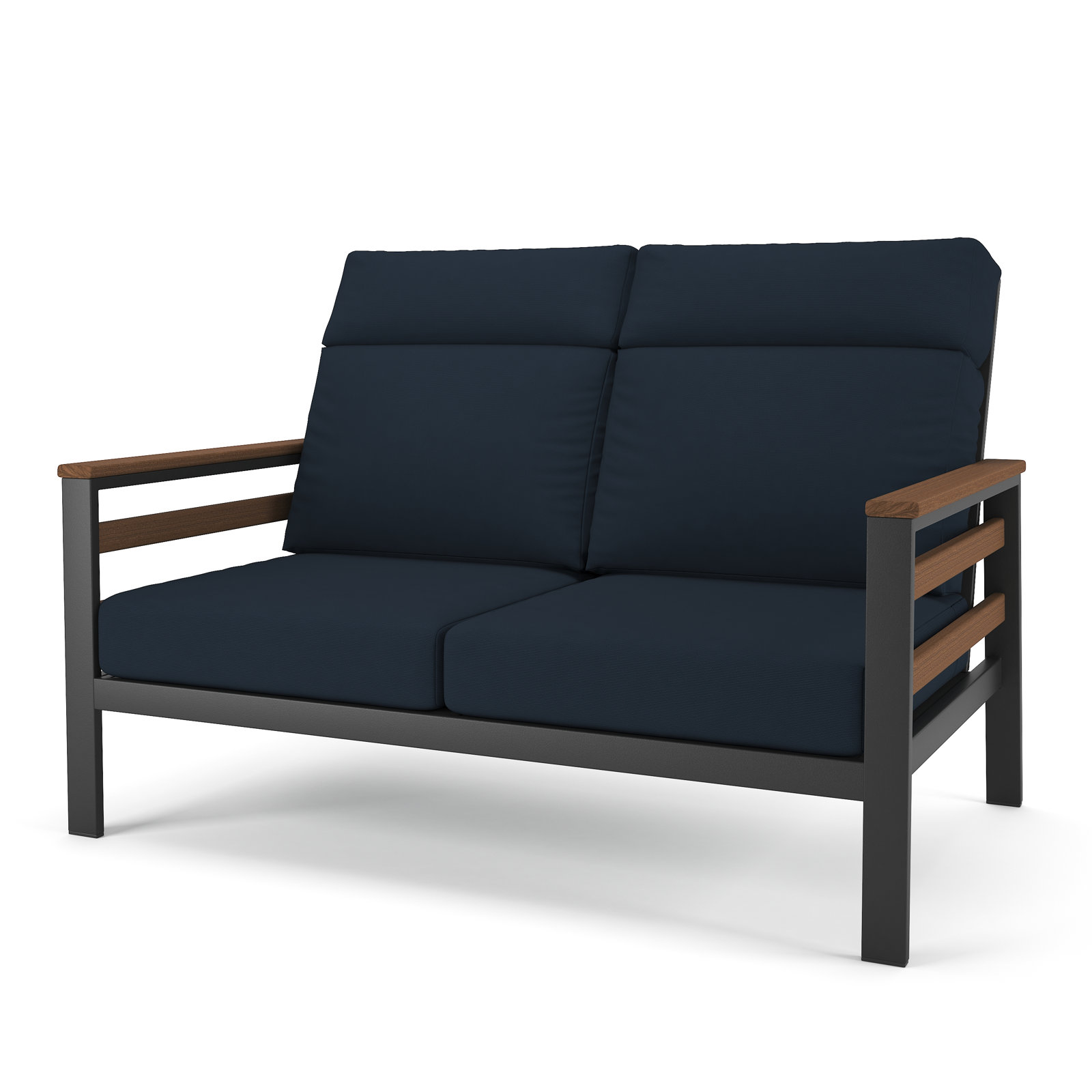Townsend 55" Sunbrella® Patio Loveseat, Brown, Canvas Navy