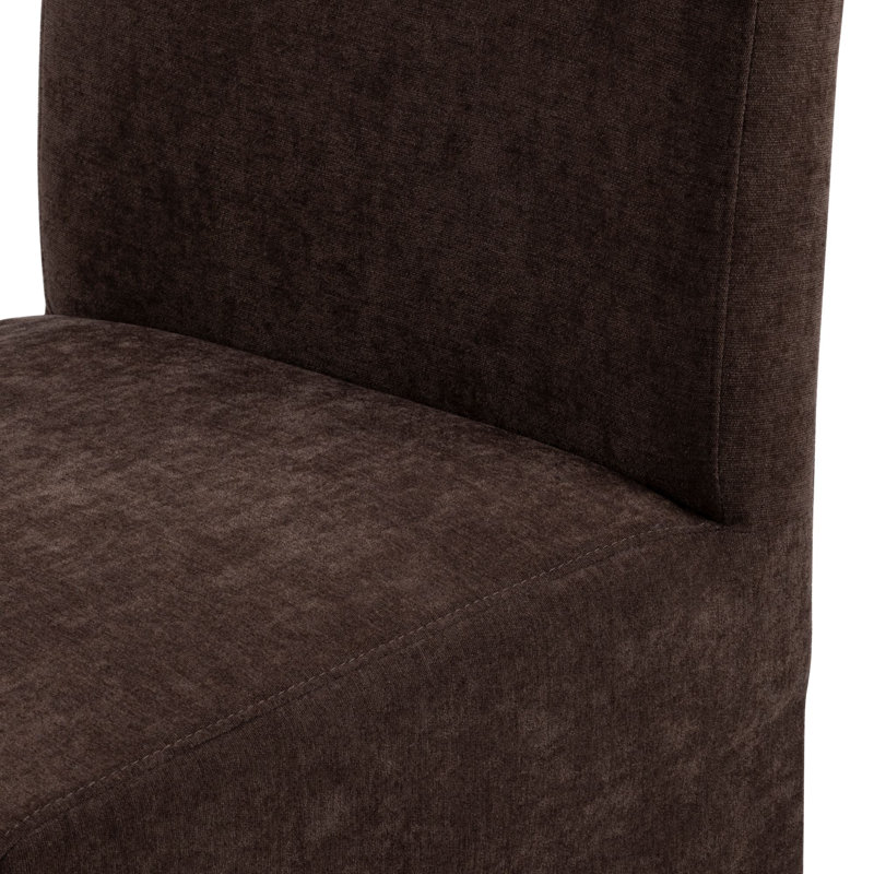 Chesnee Dining Chair with Long Slipcover, Chocolate, 2