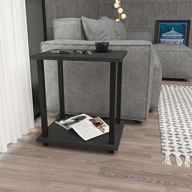 Monowi Square Side End Table, Black, Anthracite