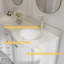 Meuble-lavabo double lavabo Mandilyn 60 po entièrement assemblé avec comptoir en pierre reconstituée, lavabo en céramique, dosseret inclus, charnières de porte et tiroirs à fermeture amortie, peinture à la main-355704478