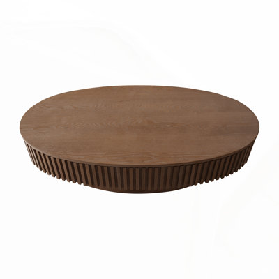 47" Oval Coffee Table With Storage, Solid Wood Veneer Accent Tea Table For Living Room, Bedroom, Apartment, Office, Brown | Gift Idea