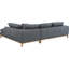 Canapé modulaire en L rembourré avec esthétique Mid-Century, finition grise, garniture beige, accoudoirs évasés, 4 sièges pour le revêtement de loisirs, détente