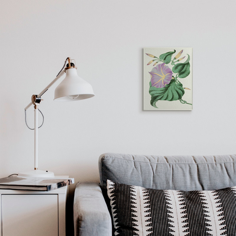 Étude florale rétro mauve jaune matin, Plaque murale, H 15 po x l 10 po