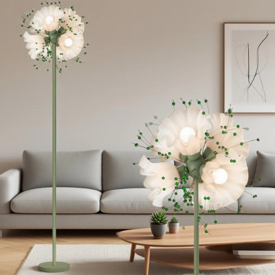 Lampe sur pied vintage en cristal avec pissenlit avec 3 températures de couleur, lampe sur pied florale à DEL pour le salon et la chambre à coucher