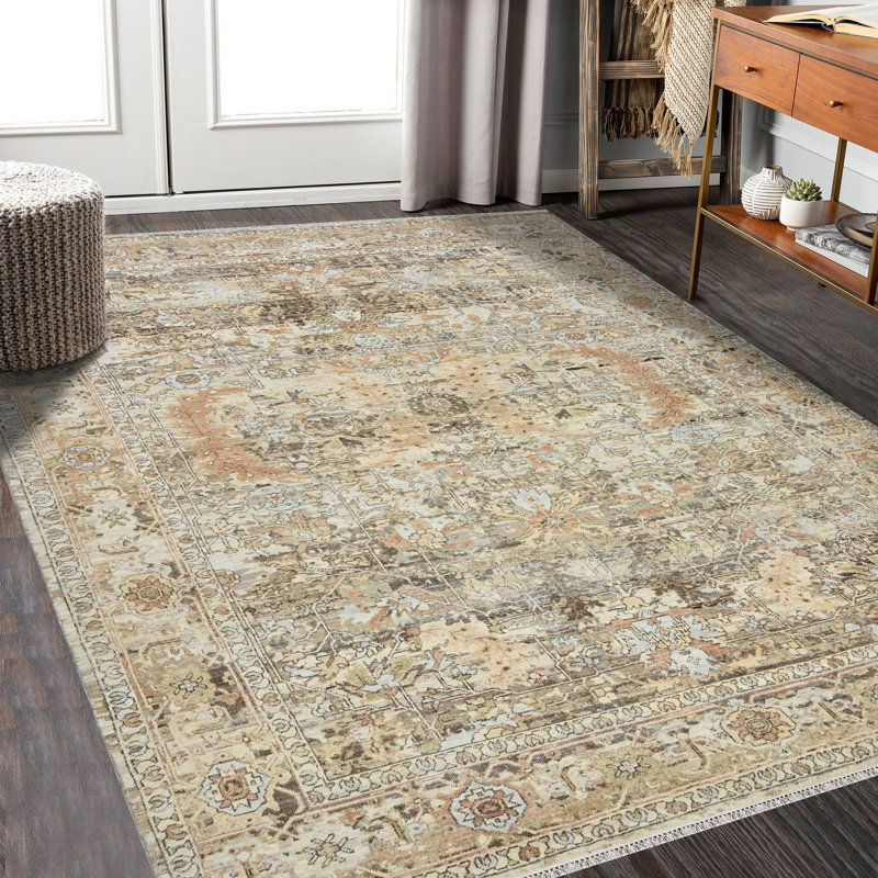 Hand-Knotted Tan Wool Oriental 10' x 14' Area Rug
