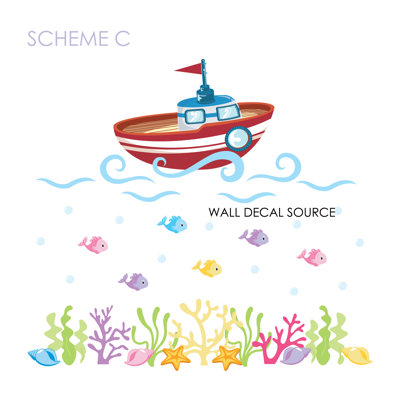Décalcomanie murale en vinyle océan, salle de bain et poisson