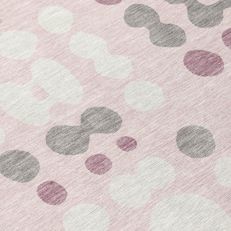 Tapis moderne lavable à la machine intérieur / extérieur ACN2981, Rose, 10 pi x 14 pi