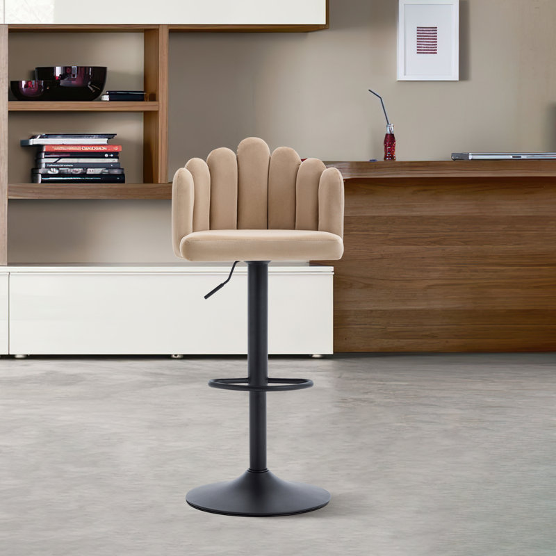 Karlshamn Swivel Upholstered Adjustable Height Counter Stool, Beige