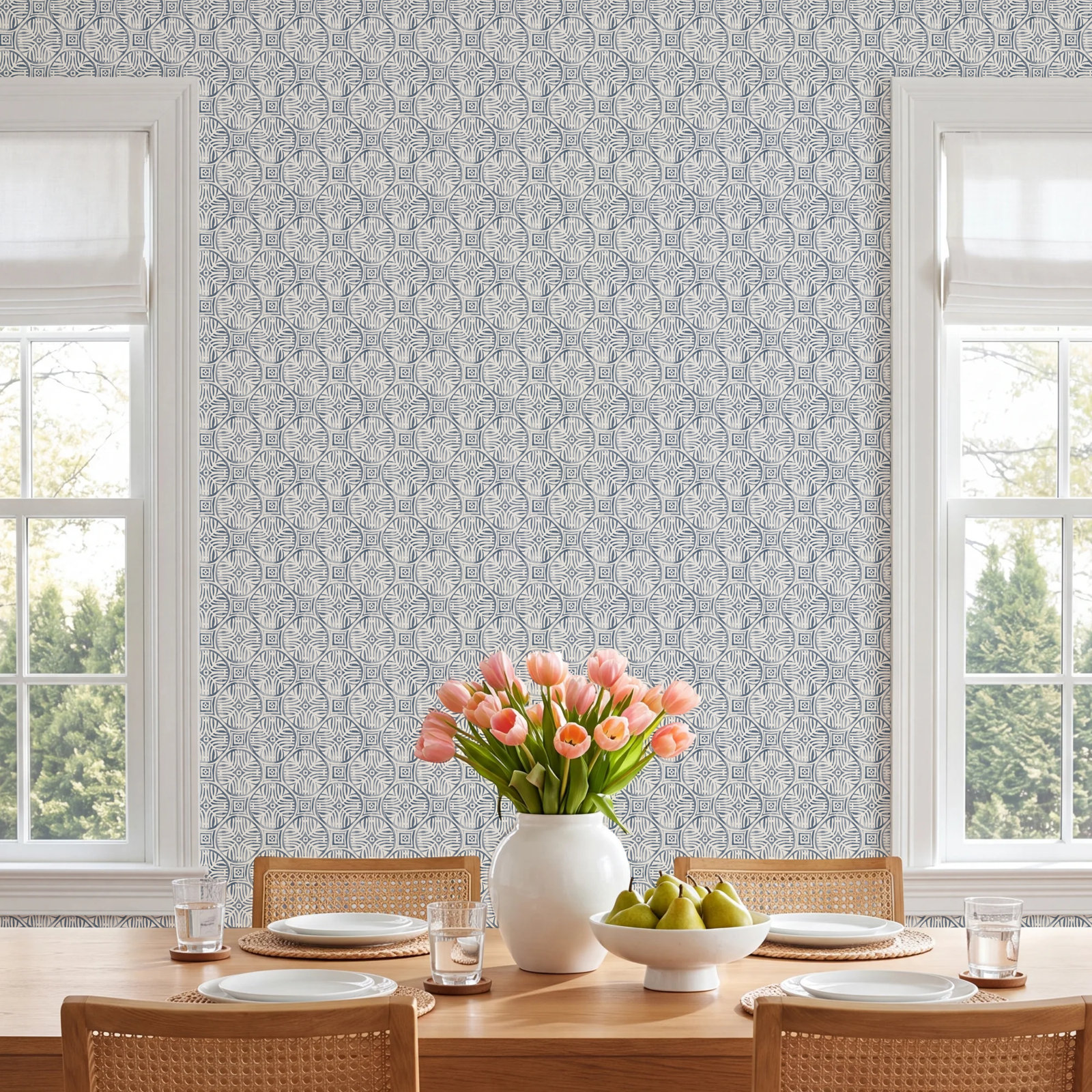 Suniti Prepasted Medallions Wallpaper, Blue