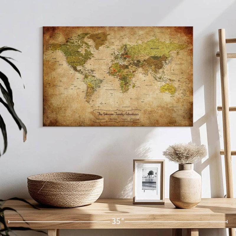 Carte du monde personnalisée, H 16 po x l 24 po, Oui