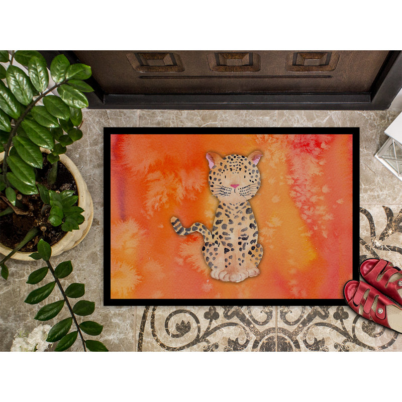 Tapis de porte pour l’extérieur antidérapant en aquarelle, Rectangulaire : 18 po x 27 po