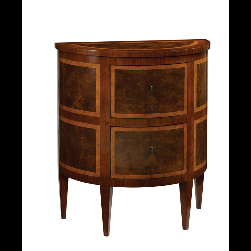 Commode décorative demi-cercle 2 tiroirs Inlaid
