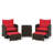 5 Pcs Patio Rattan Furniture With 2 Wicker Ottomans & Tempered Glass Coffee Table-368362681