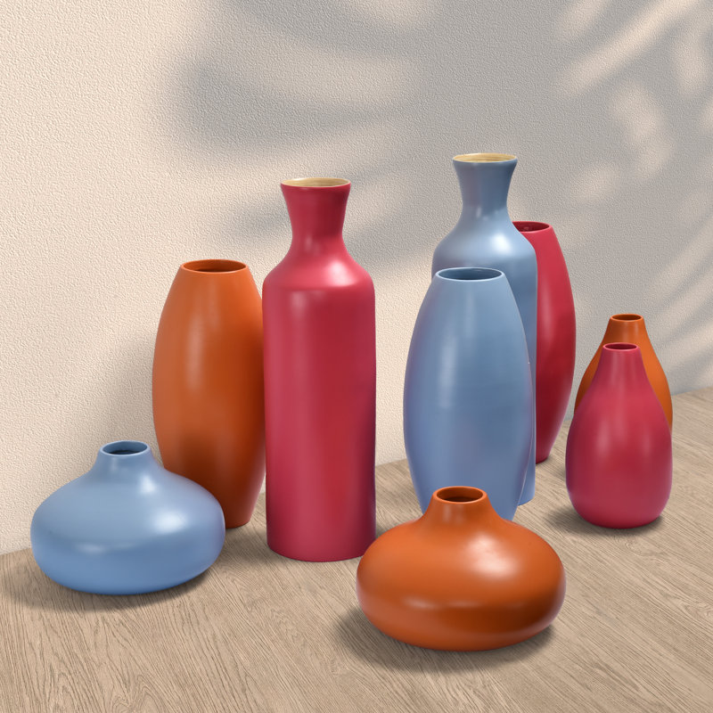 8-Inch Orange Bamboo Decorative Table Vase