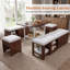 Ensemble de table de coin-repas extensible avec bancs et tabourets de rangement, ensemble de table de salle à manger de coin 6 pièces-380661251-380661254-380661249