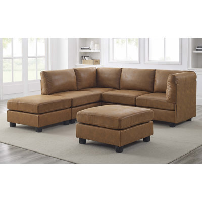 Canapé modulaire de 120 po avec repose-pieds Angelamaria