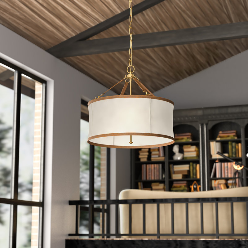 Ralph Lauren Broomfield 3 Light Chandelier, Natural Brass